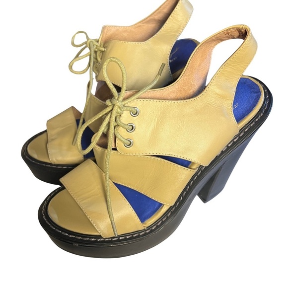 Jeffrey Campbell Shoes - Jeffrey Campbell x Free People Butter Yellow Leather Boho Tie Platform Heels 8